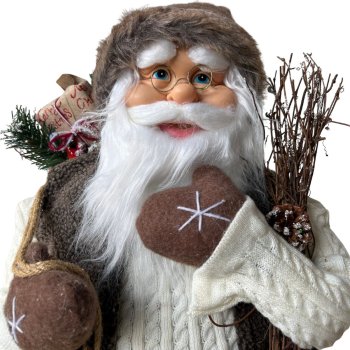 Papai Noel Em Pé Bege e Marrom 80cm