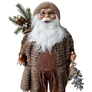 Papai Noel Em Pé Bege e Marrom 80cm