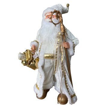 Papai Noel Em Pé Branco Com Dourado 80cm