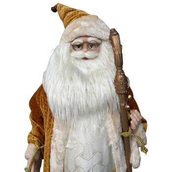 Papai Noel Em Pé Bege Com Ambar 80cm