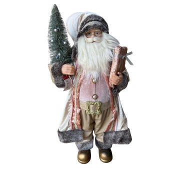 Papai Noel Em Pé Creme Com Rose Gold 60cm