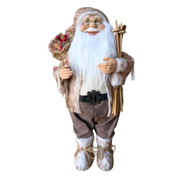 Papai Noel Em Pé Creme Com Rose Landejola 45cm
