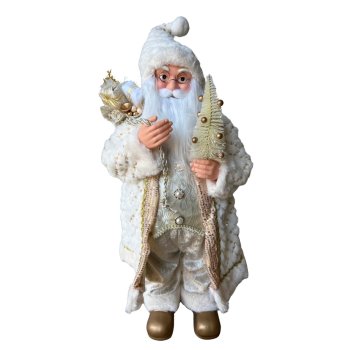 Papai Noel Em Pé Creme Com Dourado 60cm