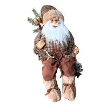 Papai Noel Sentado Marrom e Bege 60cm