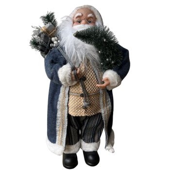 Papai Noel Em Pé Azul e Creme 60cm