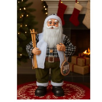 Papai Noel Decorativo Camisa Xadrez - 80 cm