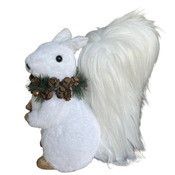 Enfeite Decorativo Esquilo Branco - 33 cm
