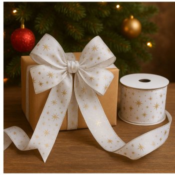 Fita Decorativa Branca Com Detalhes em Prata - 9,14m
