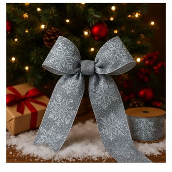 Fita Decorativa Cinza Estampa Neve - 9,14m