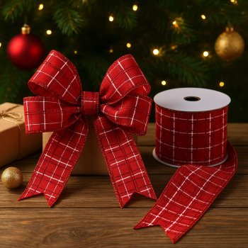 Fita Decorativa Estampada Vermelha com Detalhes em Glitter - 9,14m