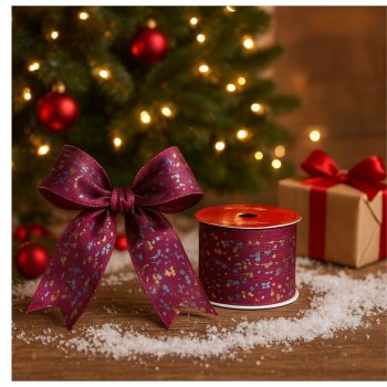 Fita Decorativa Aveludada Vinho com Detalhes - 9,14m