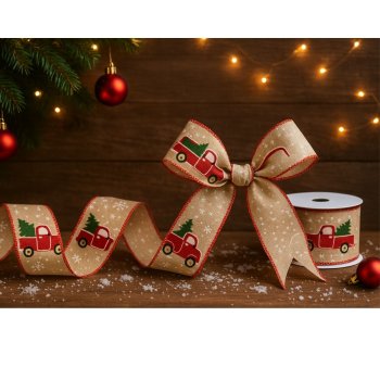 Fita Decorativa Estampa Carro Merry Christmas - 9,14m