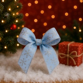 Fita Decorativa Branca com Flocos de Neve em Glitter Prata - 9,14m
