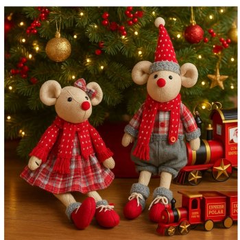 Casal Ratinhos Natalino - 45cm