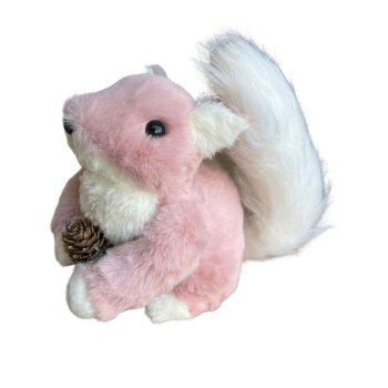 Enfeite Natalino Esquilo Rosa com Pinha - 20cm