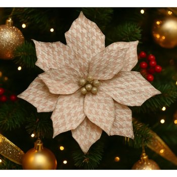 Flor Natalina Champagne Luxo -  30cm