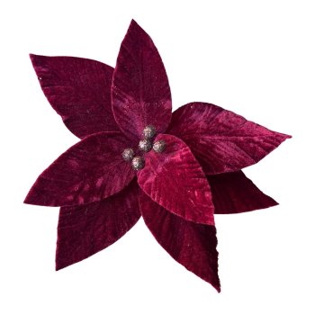 Flor Natalina Vermelha de Veludo - 26cm
