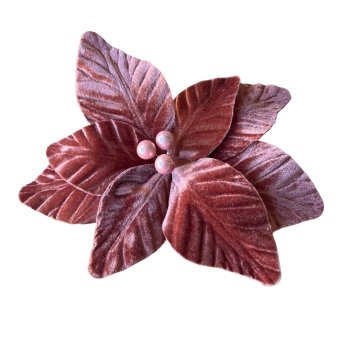 Flor Natalina Rosa Aveludada  - 22cm