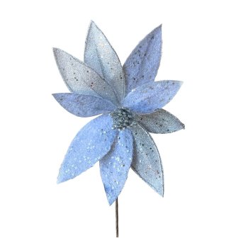 Flor Natalina Prata com Glitter - 29cm