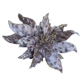 Flor Natalina Malva Acinzentado com Glitter - 27cm
