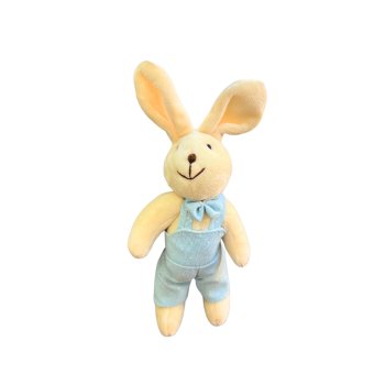 Coelho de Macacão Azul Poá Decorativo para Pendurar 15cm
