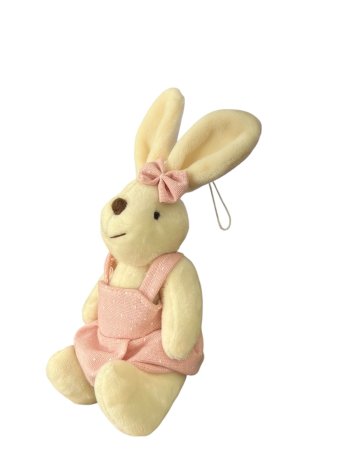 Coelha de Vestido Rosa Poá Decorativo para Pendurar 15cm