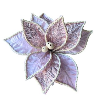 Flor Natalina Rosa Com Glitter- 26cm