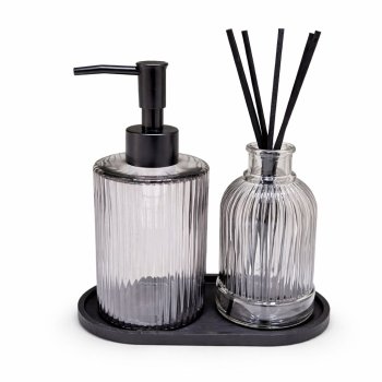 Kit Saboneteira com Difusor e Bandeja Fume