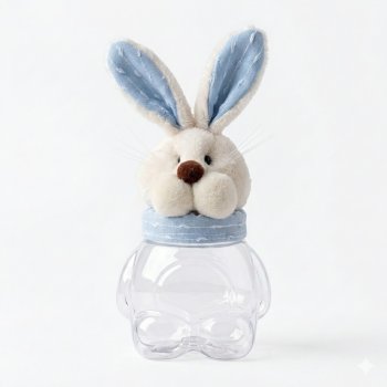 Pote De Plastico Tampa de Pelucia Azul