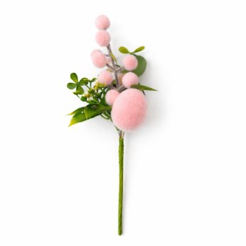 Galho Decorativo Páscoa Ovos Rosas 25cm