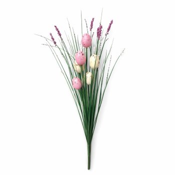 Galho Decorativo Páscoa Capim c/ Ovos Coloridos 50cm