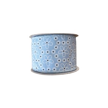 Fita Decorativa Azul com Margaridas BrancasPascoa 9,14m