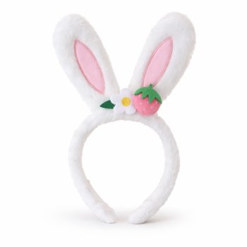Tiara de Pelucia Coelinha Branca com Rosa