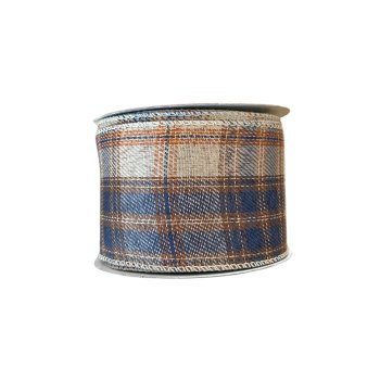 Fita Decorativa Xadrez Azul e Bege 9,14m