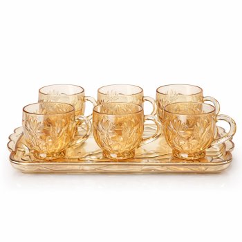 Jogo de Xícaras C/6 em Bandeja Ambar