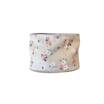 Fita Decorativa Bege com Florzinhas Brancas 9,14m