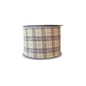 Fita Decorativa Xadrez Bege c/ Marrom 9,14m