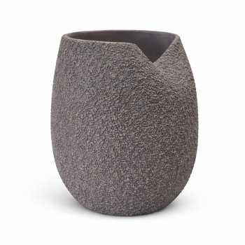 VASO CERAMICA TEXTURIZADO CINZA - 22CM