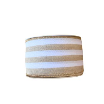 Fita Decorativa Listras Bege c/ Branco 9,14m