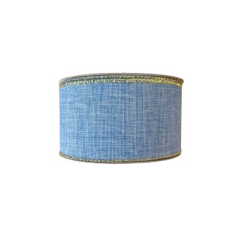 Fita Decorativa Lisa Azul Com Dourado 9,14m