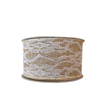Fita Decorativa Renda Com Bege 9,14m