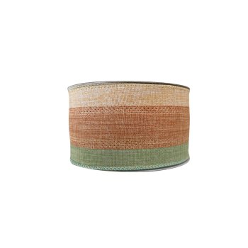 Fita Decorativa Listras Verde e Bege 9,14m