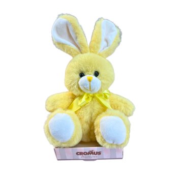 Coelho de Pelucia com Laço Amarelo 15cm