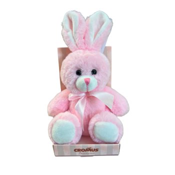 Coelho de Pelucia com Laço Rosa 15cm