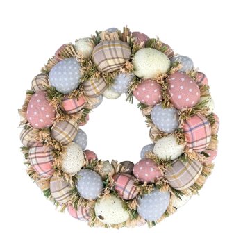 Guirlanda Redonda De Esopor C/ Ovos Decorativos 25cm