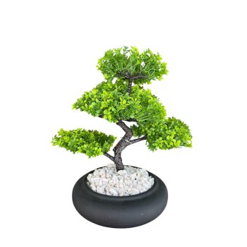 Arvore Bonsai Permanente 5Haste em Vaso de Ceramica Preto