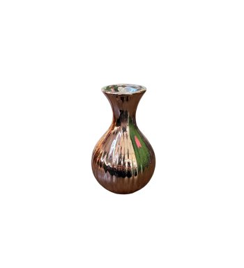 Vaso De Ceramica Espelhado Rose Gold Bojudo 13cm
