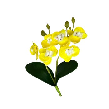 Mini Orquidea c/ 6 Florzinhas na Haste Cor Amarelo 18cm