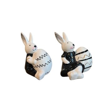 Casal de Coelho de Cerâmica 8cm