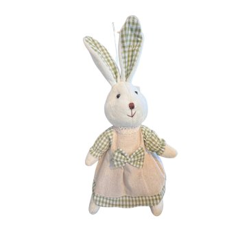 Coelinha de Vestido de Pelucia Para Pendurar Cor Palha 27cm